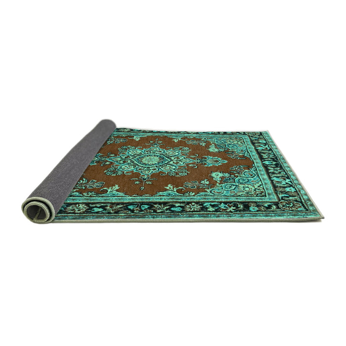 Sideview of Persian Turquoise Traditional Rug, tr2710turq