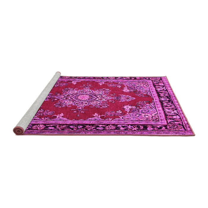 Sideview of Machine Washable Persian Pink Traditional Rug, wshtr2710pnk