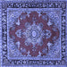 Square Machine Washable Persian Blue Traditional Rug, wshtr2710blu