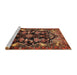 Sideview of Machine Washable Traditional Saffron Red Rug, wshtr2711