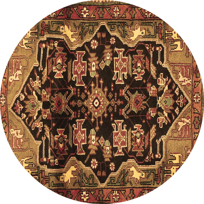 Round Persian Brown Traditional Rug, tr2711brn