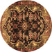 Round Persian Brown Traditional Rug, tr2711brn