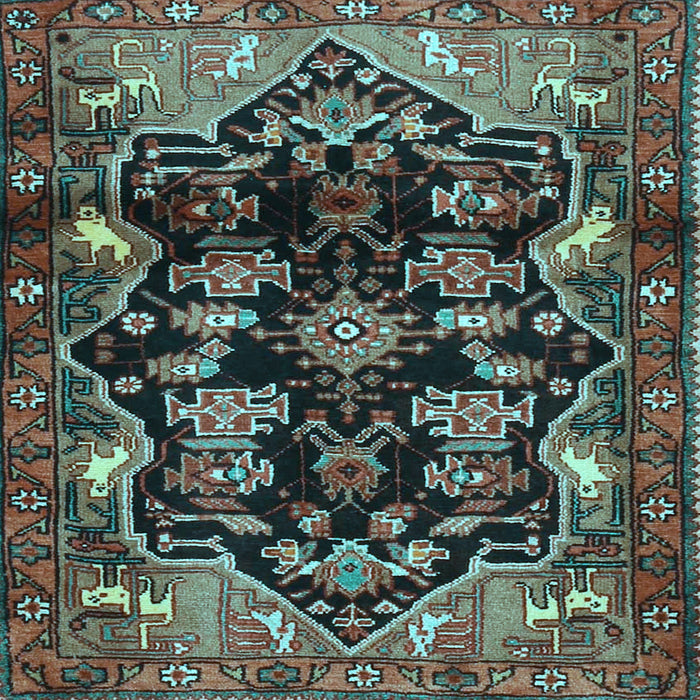Square Machine Washable Persian Light Blue Traditional Rug, wshtr2711lblu