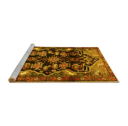 Sideview of Machine Washable Persian Yellow Traditional Rug, wshtr2711yw