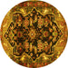 Round Persian Yellow Traditional Rug, tr2711yw