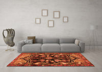 Machine Washable Persian Orange Traditional Rug, wshtr2711org