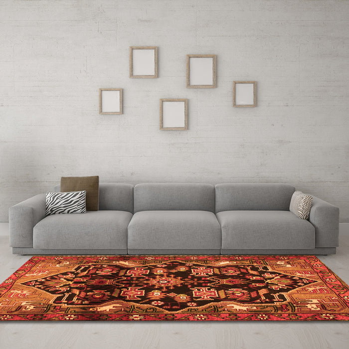 Machine Washable Persian Orange Traditional Area Rugs in a Living Room, wshtr2711org