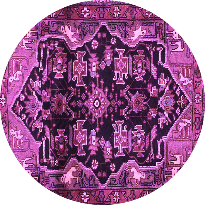 Round Machine Washable Persian Purple Traditional Area Rugs, wshtr2711pur