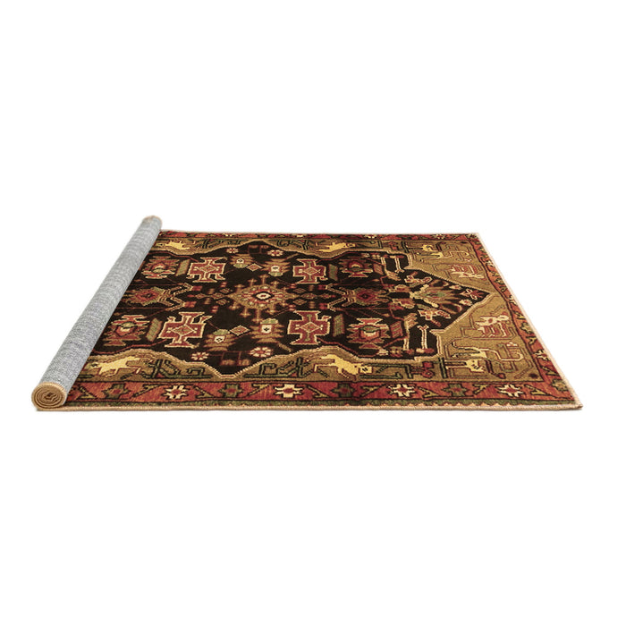 Sideview of Machine Washable Persian Brown Traditional Rug, wshtr2711brn