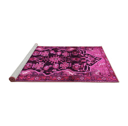 Sideview of Machine Washable Persian Pink Traditional Rug, wshtr2711pnk