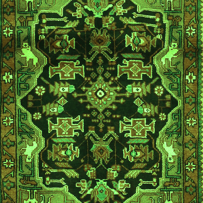 Serging Thickness of Machine Washable Persian Green Traditional Area Rugs, wshtr2711grn