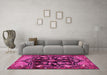 Machine Washable Persian Pink Traditional Rug in a Living Room, wshtr2711pnk