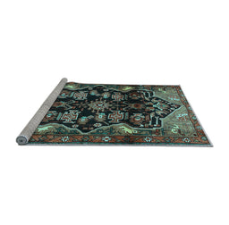 Sideview of Machine Washable Persian Light Blue Traditional Rug, wshtr2711lblu
