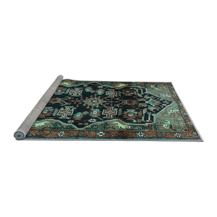 Sideview of Machine Washable Persian Light Blue Traditional Rug, wshtr2711lblu