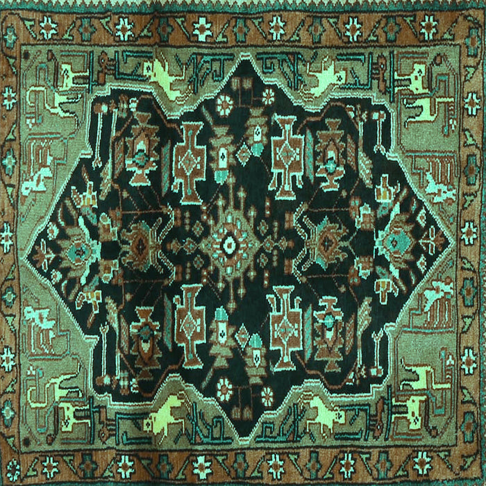 Square Machine Washable Persian Turquoise Traditional Area Rugs, wshtr2711turq