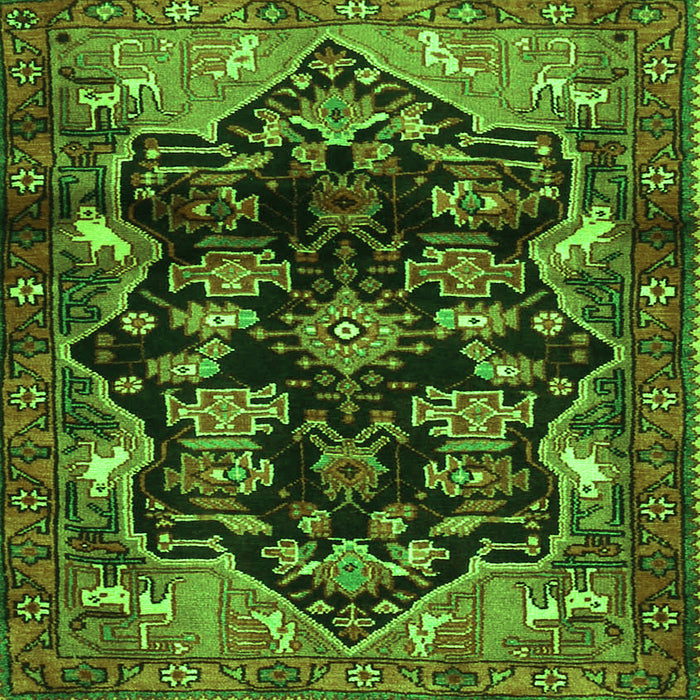 Round Machine Washable Persian Green Traditional Area Rugs, wshtr2711grn
