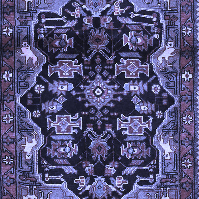 Machine Washable Persian Blue Traditional Rug, wshtr2711blu