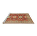 Sideview of Machine Washable Traditional Metallic Gold Rug, wshtr2712