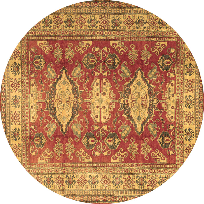 Round Machine Washable Persian Brown Traditional Rug, wshtr2712brn