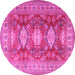 Round Persian Pink Traditional Rug, tr2712pnk