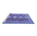 Sideview of Machine Washable Persian Blue Traditional Rug, wshtr2712blu