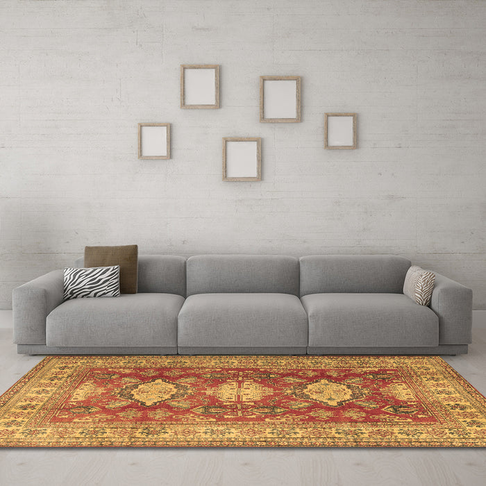 Machine Washable Persian Brown Traditional Rug in a Living Room,, wshtr2712brn