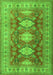 Serging Thickness of Machine Washable Persian Green Traditional Area Rugs, wshtr2712grn