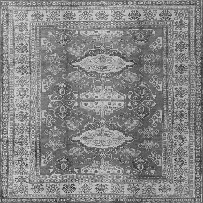 Round Machine Washable Persian Gray Traditional Rug, wshtr2712gry