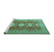 Sideview of Machine Washable Persian Turquoise Traditional Area Rugs, wshtr2712turq