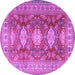 Round Persian Purple Traditional Rug, tr2712pur