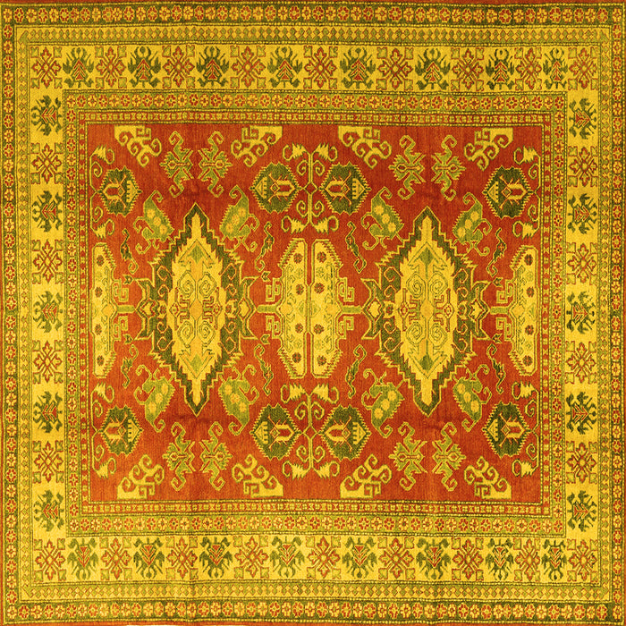 Square Machine Washable Persian Yellow Traditional Rug, wshtr2712yw