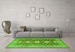 Machine Washable Persian Green Traditional Area Rugs in a Living Room,, wshtr2712grn