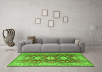 Machine Washable Persian Green Traditional Rug, wshtr2712grn