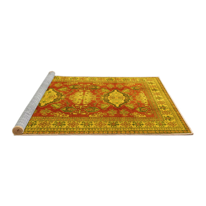 Sideview of Machine Washable Persian Yellow Traditional Rug, wshtr2712yw