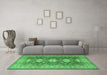 Machine Washable Persian Emerald Green Traditional Area Rugs in a Living Room,, wshtr2712emgrn