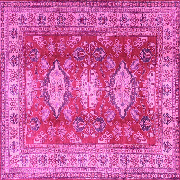 Square Machine Washable Persian Pink Traditional Rug, wshtr2712pnk