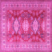 Square Machine Washable Persian Pink Traditional Rug, wshtr2712pnk