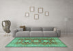 Machine Washable Persian Turquoise Traditional Area Rugs in a Living Room,, wshtr2712turq