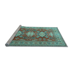 Sideview of Machine Washable Persian Light Blue Traditional Rug, wshtr2712lblu