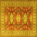 Square Persian Yellow Traditional Rug, tr2712yw