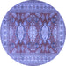 Round Persian Blue Traditional Rug, tr2712blu