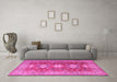 Machine Washable Persian Pink Traditional Rug in a Living Room, wshtr2712pnk