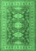 Machine Washable Persian Emerald Green Traditional Area Rugs, wshtr2712emgrn