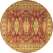 Round Persian Brown Traditional Rug, tr2712brn