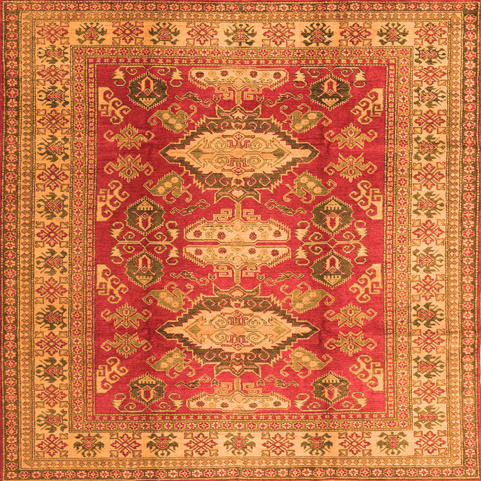 Round Machine Washable Persian Orange Traditional Area Rugs, wshtr2712org
