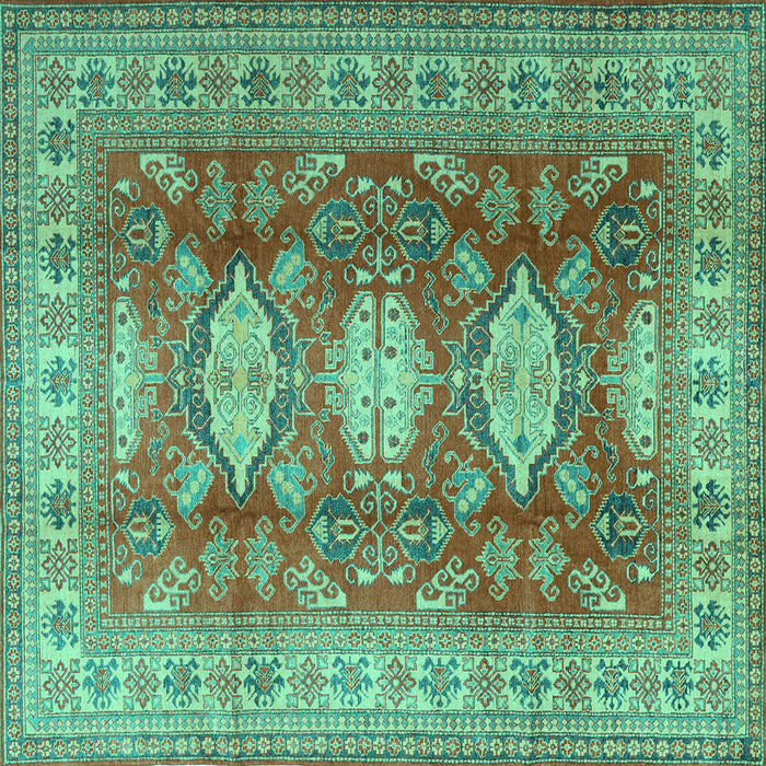 Square Machine Washable Persian Turquoise Traditional Area Rugs, wshtr2712turq