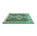 Sideview of Machine Washable Persian Turquoise Traditional Area Rugs, wshtr2713turq