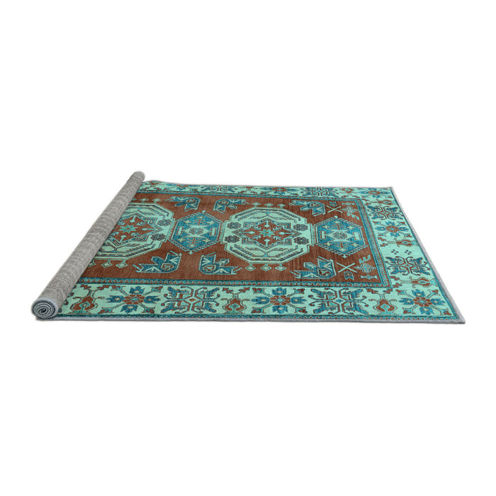 Sideview of Machine Washable Persian Light Blue Traditional Rug, wshtr2713lblu