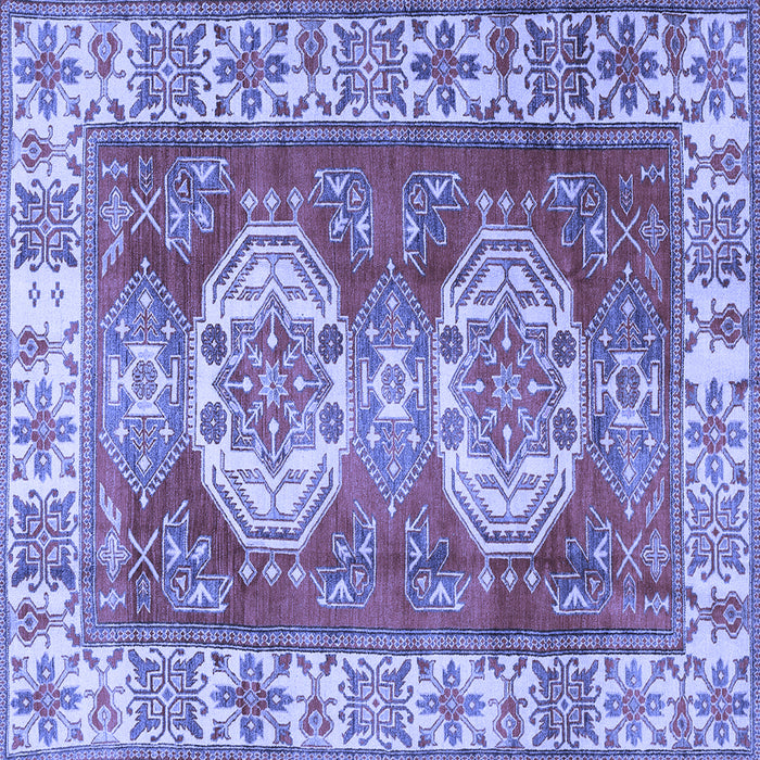 Square Machine Washable Persian Blue Traditional Rug, wshtr2713blu