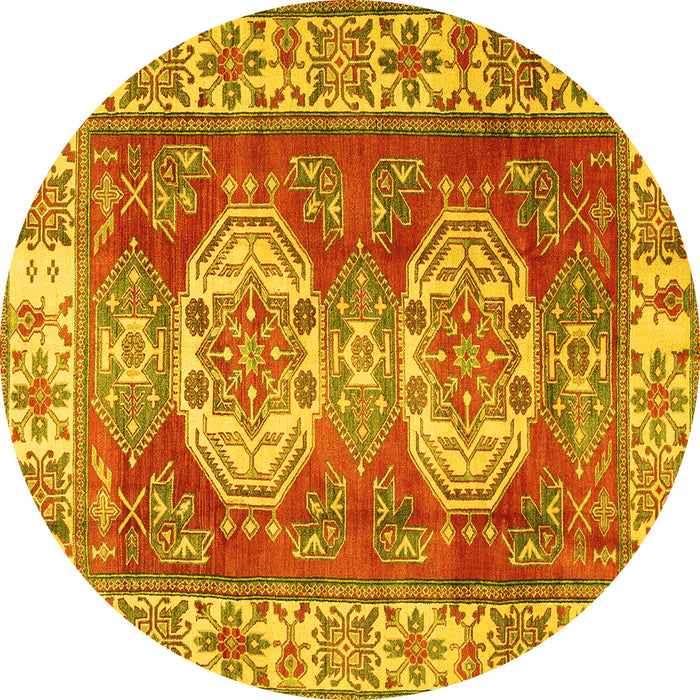 Round Persian Yellow Traditional Rug, tr2713yw